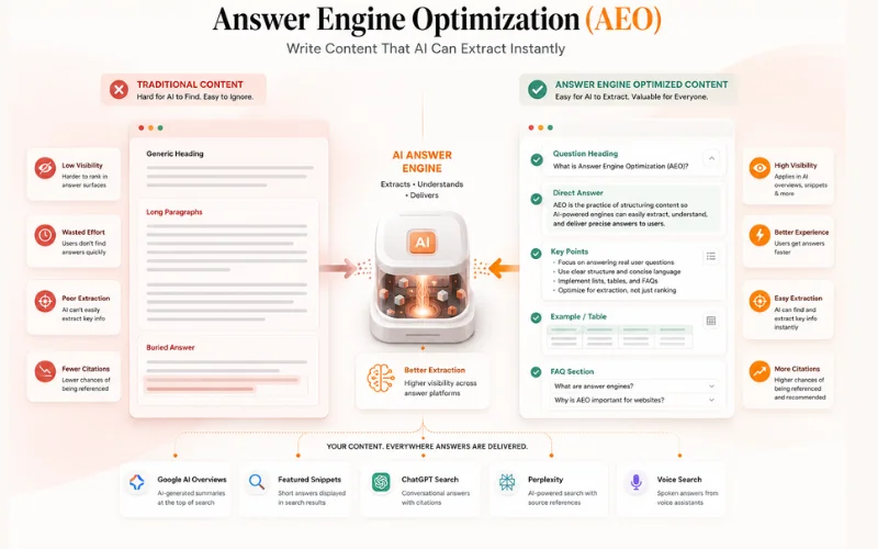 Answer engine optimization AEO process