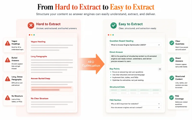 Before vs After applying AEO writing structure