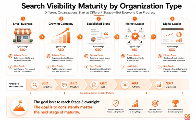 Search visibility maturity by Organisation Type