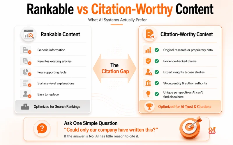 Rankable vs Citation-Worthy content