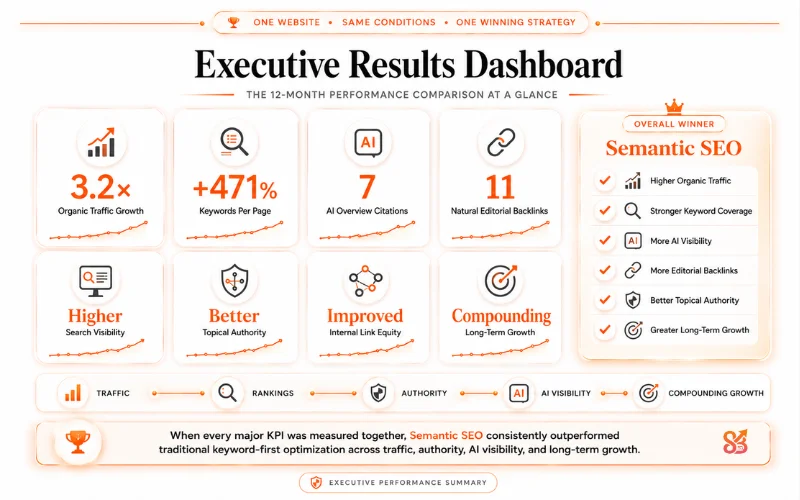 Executive SEO performance overview dashboard