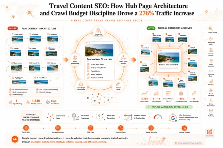 Travel content SEO - How Hub Page Architecture and Crawl Budget Discipline Drove a 276% Traffic Increase